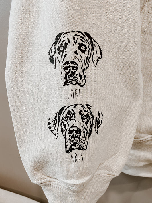 Introverted but willing to discuss dogs Hoodie + Custom Sleeve Portrait